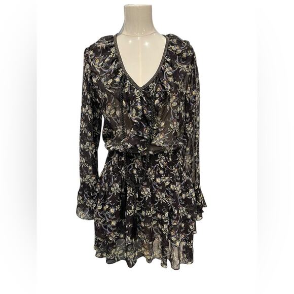 The Kooples Dresses & Skirts - The Kooples Women's 100% Silk Tiered Ruffle Mini Dress Black Size 2